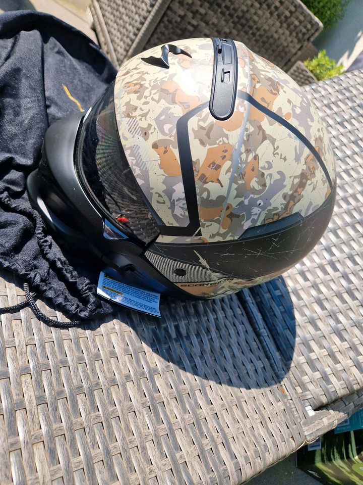 Motorradhelm Helme schwarz weiß Camouflage in Datteln