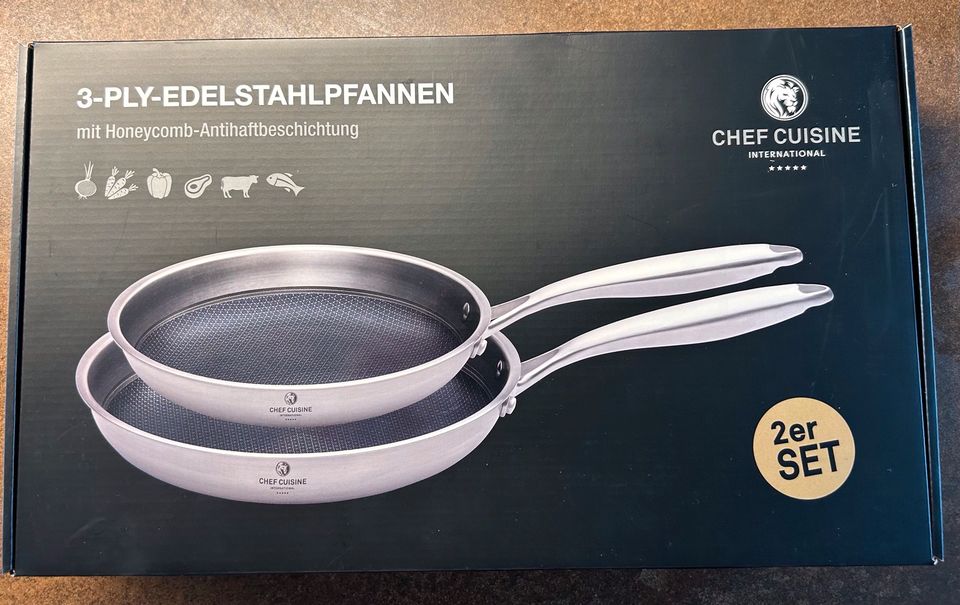 Chef Cousine 2er Set Edelstahlpfannen 24 und 28cm, TOP, OVP in Werder (Havel)