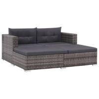 3-tlg. Garten-Lounge-Set mit Auflagen Poly Rattan Grau Bayern - Rötz Vorschau