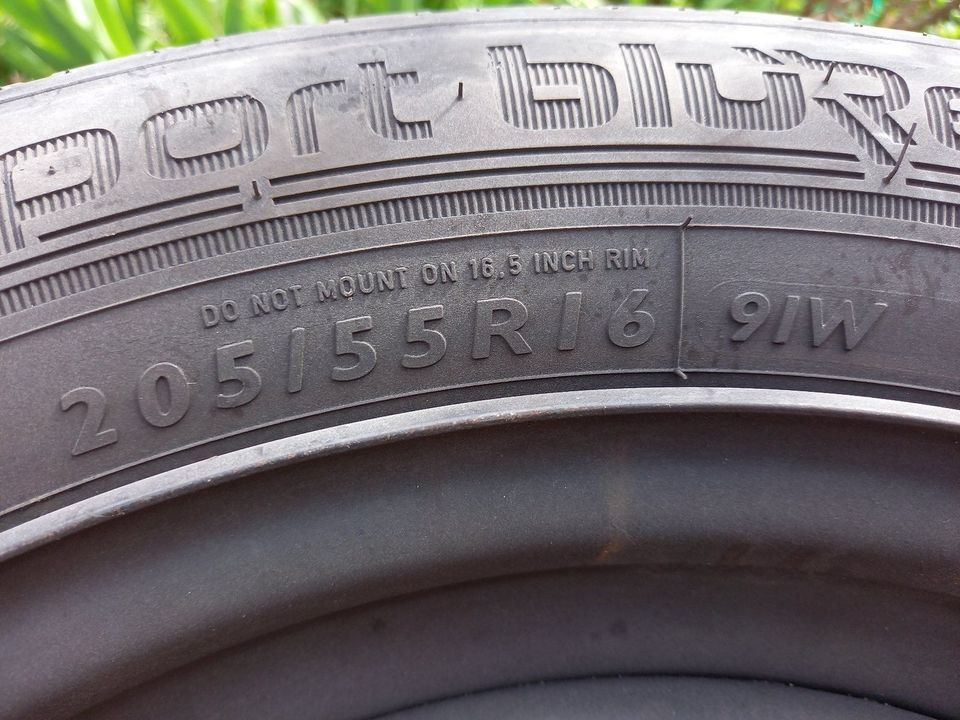 4 Reifen Dunlop 205/55/R16, Citroen, auf Felge mit Radkappen in Gilching