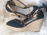 Café Noir Damen Keilabsatz Leder/Textil Sandalen 39, Neu Niedersachsen - Osnabrück Vorschau