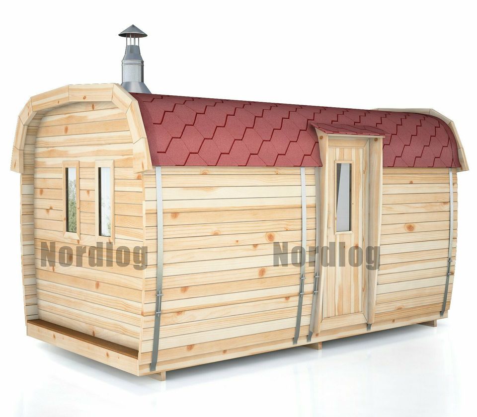 LUXURY NordLog SAUNA BUS 2,3 x 4,0m /Eckbänke/ GARTENSAUNA in Weil der Stadt