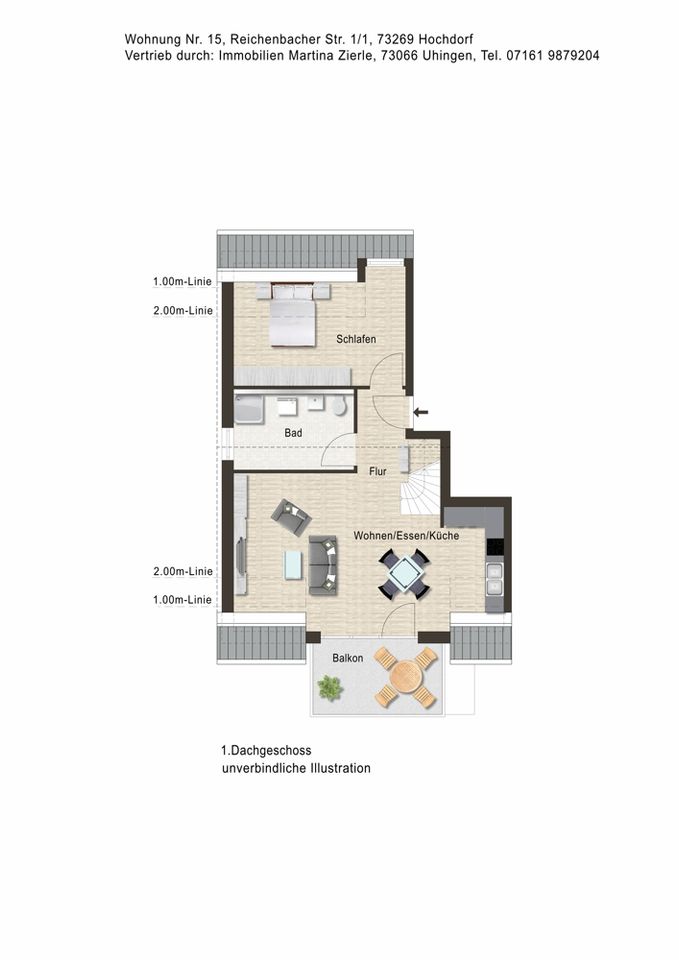 Neubauprojekt in Hochdorf, 3-Zi.-Maisonnettewhg., 1.+2.DG, 2 Balkone, KfW55, Aufzug, Tiefgarage! in Hochdorf