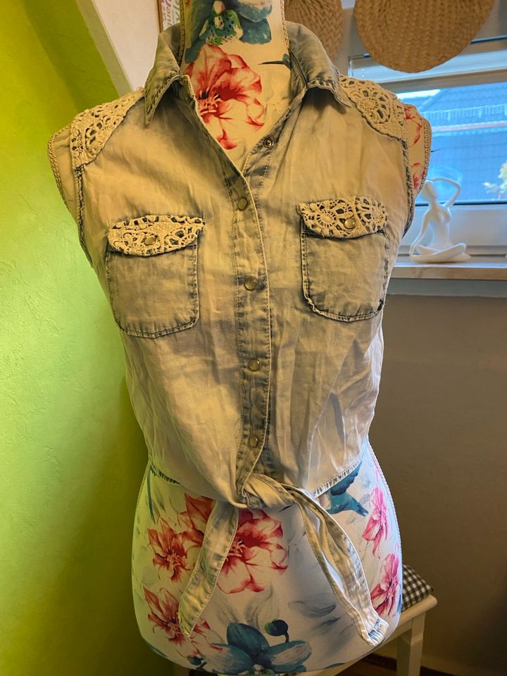 Jeans Bluse Top Oberteil Denim&Co in Gr. S in Raguhn