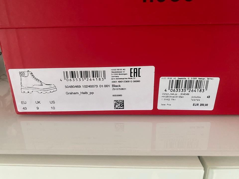 Hugo Boss Herren Boots Stiefel Leder schwarz Größe 43 in Merseburg