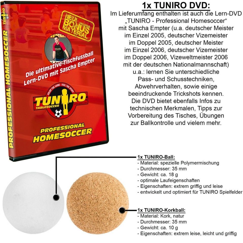 Profi Tischkicker Kickertisch TUNIRO® Serie Pro vom Fachändler in Lengenbostel