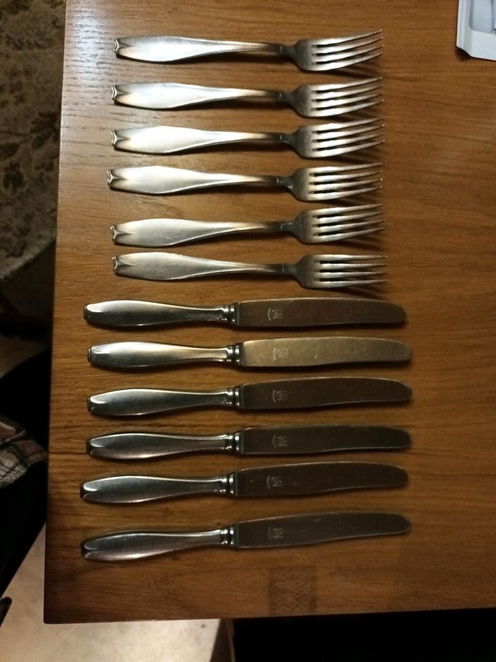 Besteck, 6 Messer und 6 Gabeln, ABS, rostfrei in Burgstädt