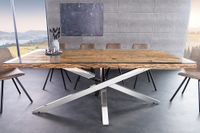 Massivholz Esstisch BARRACUDA 220cm braun Teakholz silber Edelstahl verchromt Glasplatte Riess-Ambiente Hamburg Barmbek - Hamburg Barmbek-Süd  Vorschau