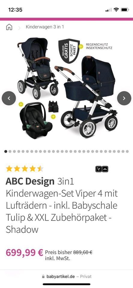 Kinderwagen 3 in 1, inkl. Babyschale, ABC Viper 4 in Hamburg