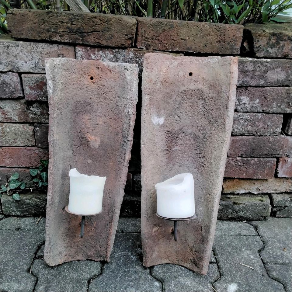 2 x Terracotta Kerzenhalter, Wandlicht, 50x20 cm in Türkheim