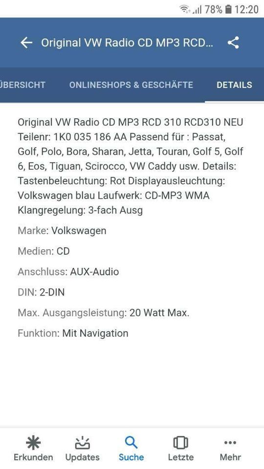 Autoradio VW RCD310 in Wittlich