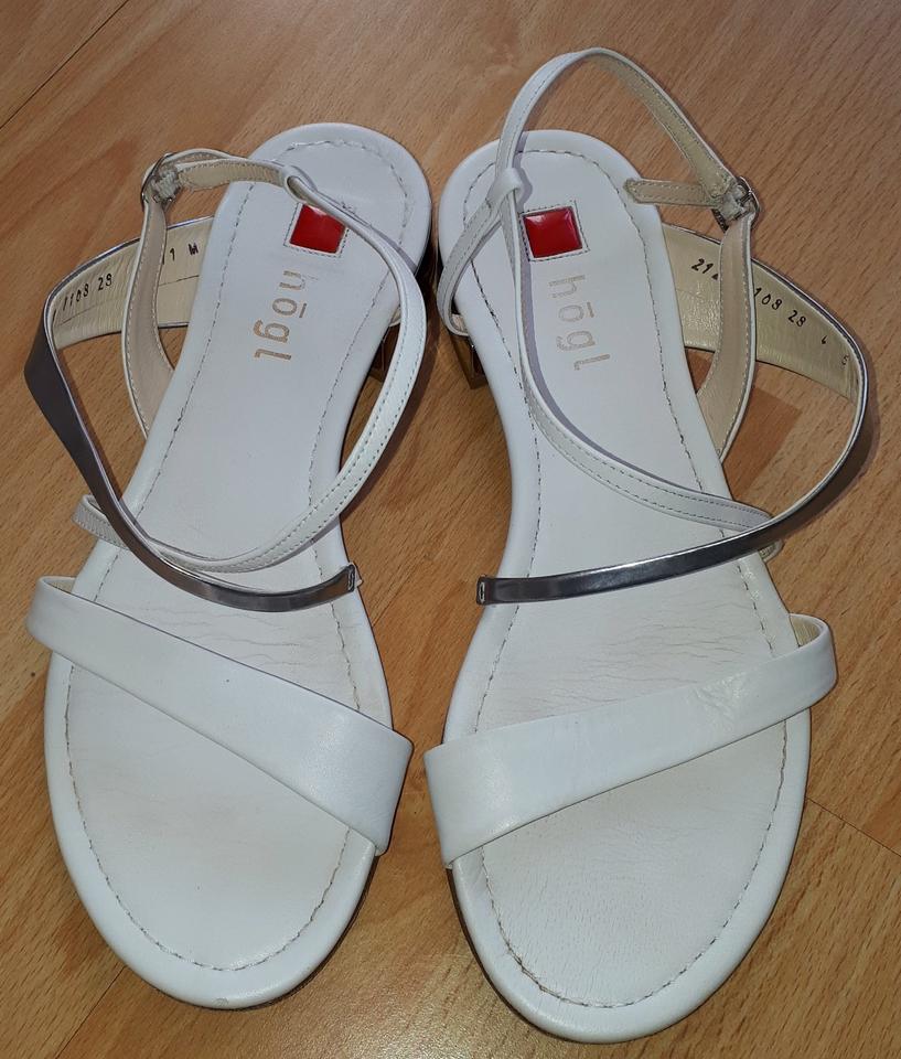 Högl Echtleder Sandalen Leder Schuhe weiß silber Gr. 37 in Wilhelmshaven