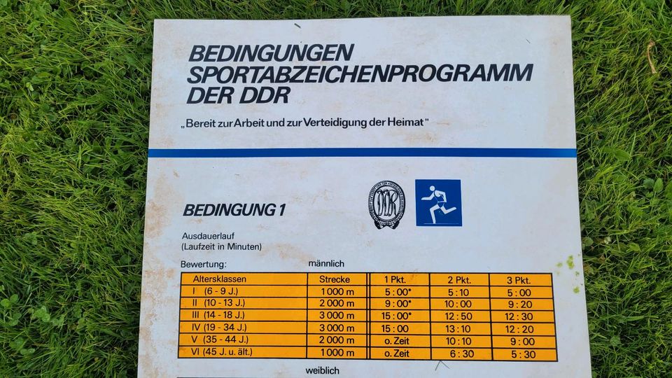 DDR Sportabzeichenprogramm Bedingungen in Börnichen bei Zschopau