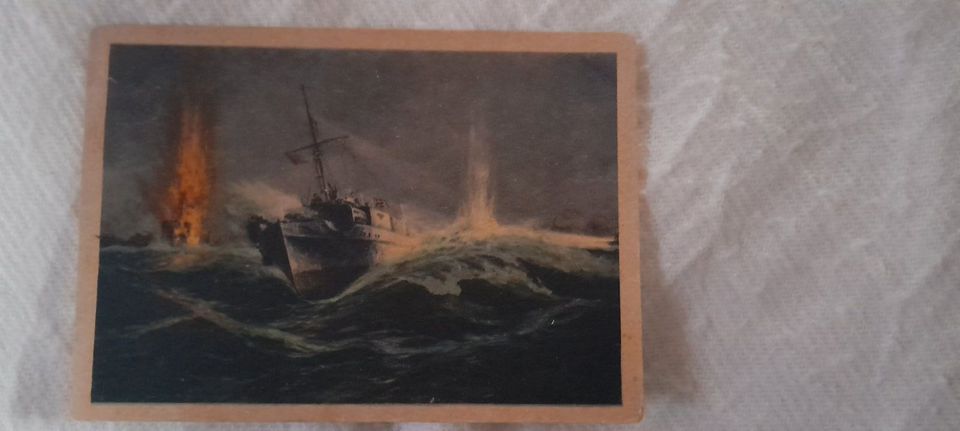 Alte Postkarte altes Foto Schnellbootangriff auf Geleitzug in Hennef (Sieg)