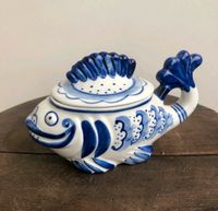 Gzhel Authentic Porcelain Jar with Fish Shaped Lid, USSR Berlin - Köpenick Vorschau