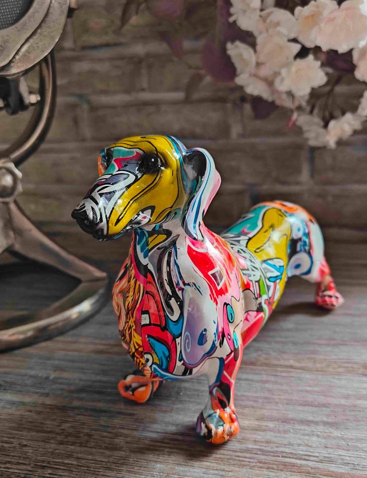 Dackel Dachshund bunt Büste Skulptur modern 26 x 16 x 17 cm in Moers