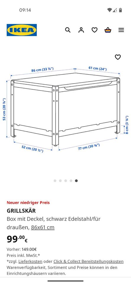 Ikea GRILLSKÄR, Box mit Deckel, Auflagenbox, Truhe in Aachen