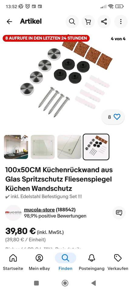 Küchenrückwand aus Glas/ Spritzschutz/Wandschutz in Henstedt-Ulzburg