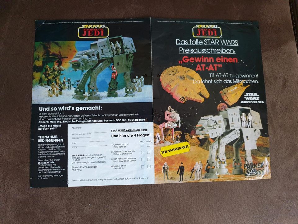 Star Wars Rückkehr der Jedi Ritter Prospekt mit Gewinnspiel 1983 in Mettlach