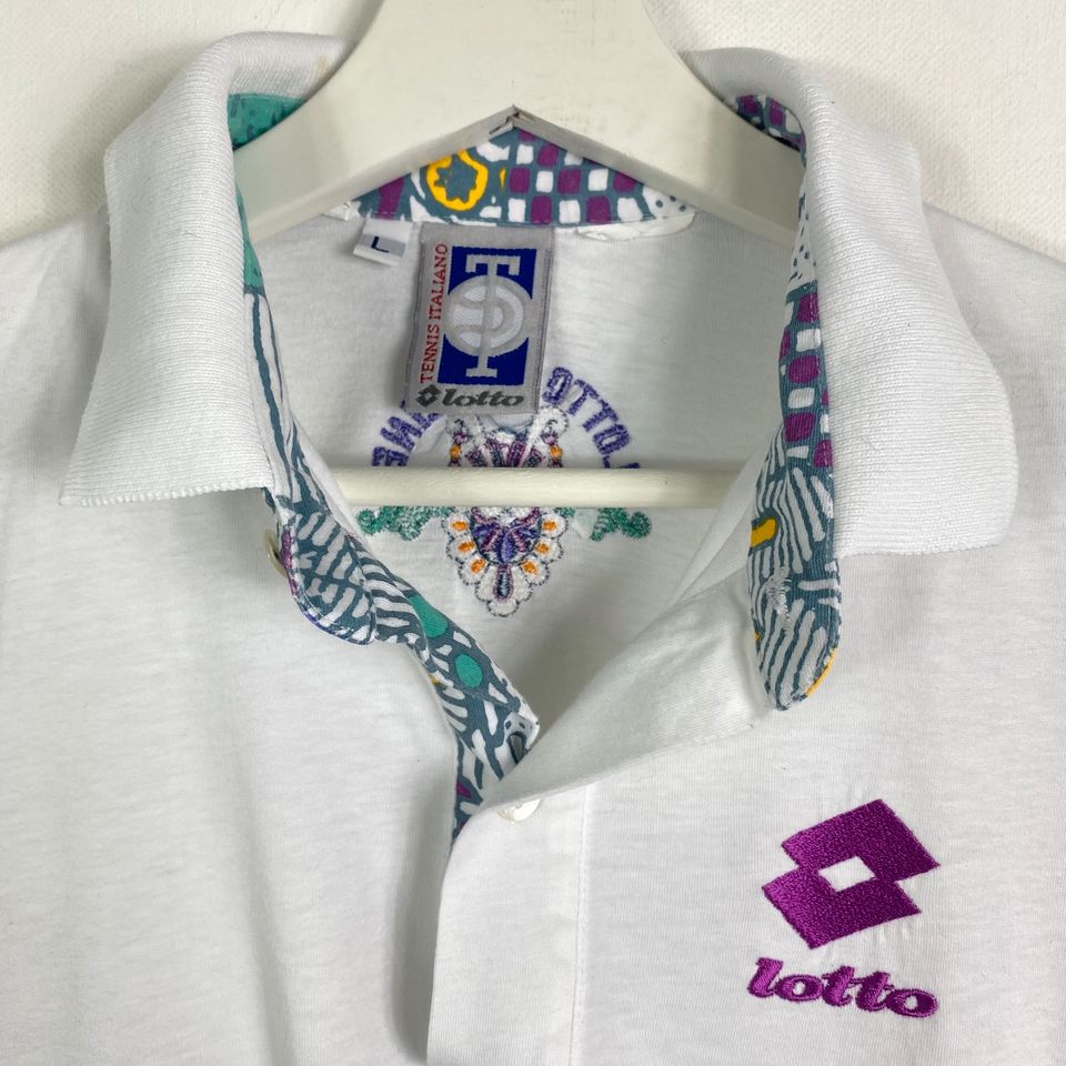 Vintage Lotto Poloshirt Gr.L Weiß Tennis 90er 90s y2k Retro in Gronau (Westfalen)