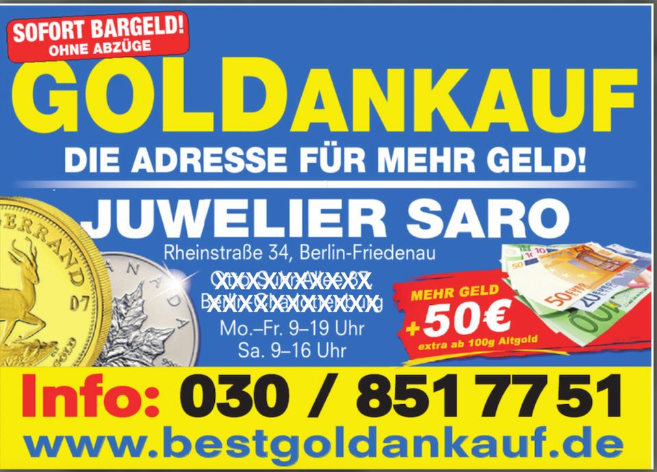 Goldankauf, Ankauf von Schmuck, Silber, Diamanten, Gold, Münzen in Berlin