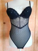 Dessous Body Schwarz Silber Spitze push up 70B Bayern - Erlenbach am Main  Vorschau