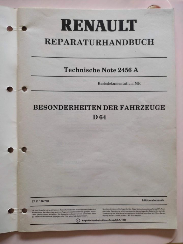 Werkstatthandbuch RENAULT Mégane NT 2456, Besonderheiten D 64 in Dresden