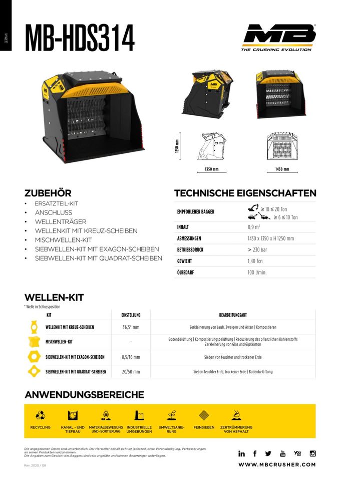 MB HDS314 Schaufelseparator | Sieblöffel | Siebschaufel -20t Bag. in Kolbermoor