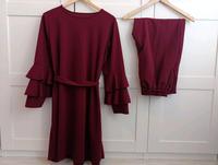 38/40 Damen Zweiteiler Langarm Bluse Hose Bordeaux Set Berlin - Neukölln Vorschau