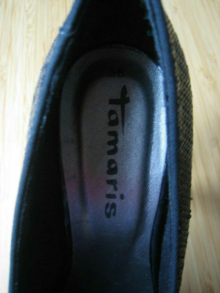 Tamaris Pumps Gr 38 schwarz Pailletten High Heels Glitzer Plateau in Kiel