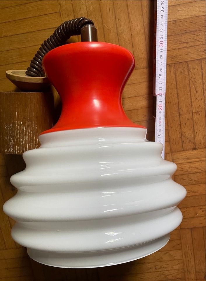 Opalglas Pendellampe Lampe Deckenlampe 70er retro Original orange in Pewsum