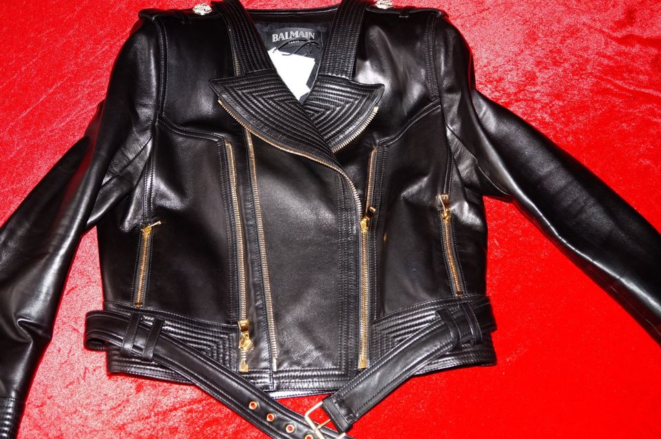 BALMAIN PARIS EDLE BIKER LEDER-JACKE LAMM NAPPA GR:44(franz.46) R in Berlin