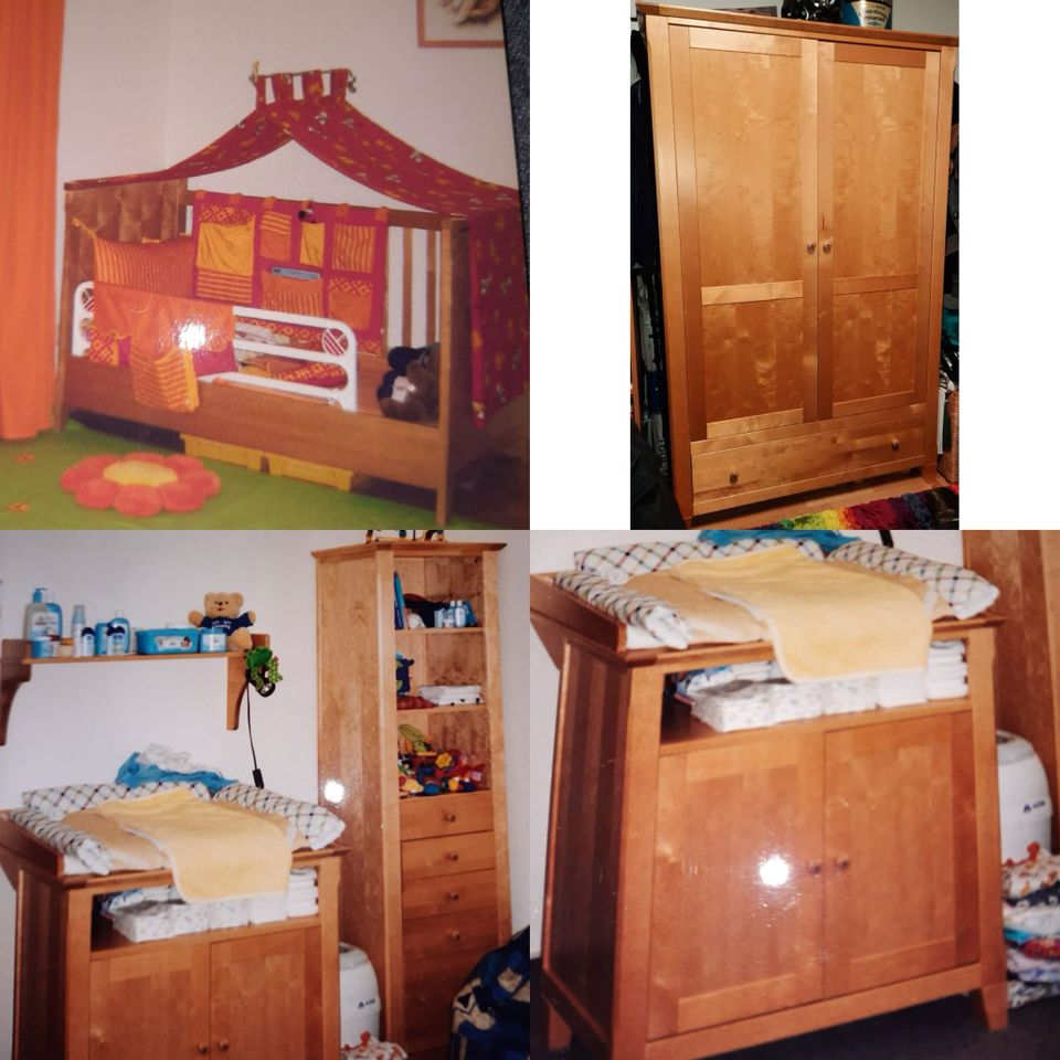 Komplettes 4-teiliges Zimmer Kinderzimmer Schrank Kommode Bett in Stade