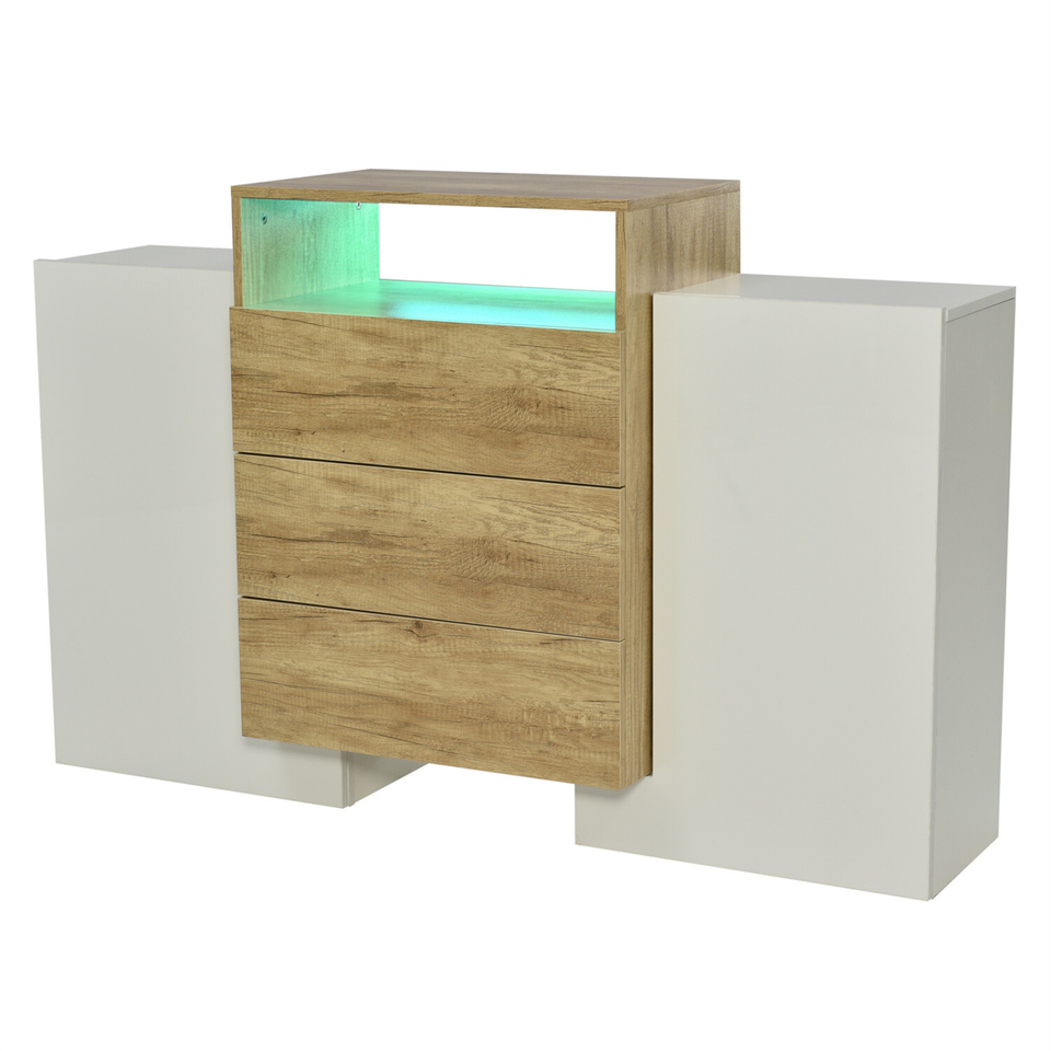 Sideboard Schrank Kommode LED Hochglanz Weiß Beistellschrank in Merenberg