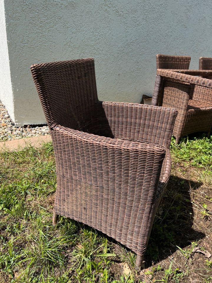 Gartentisch Set Rattan Milchglas ca. 200x100 (evtl mit Lieferung) in Marbach am Neckar