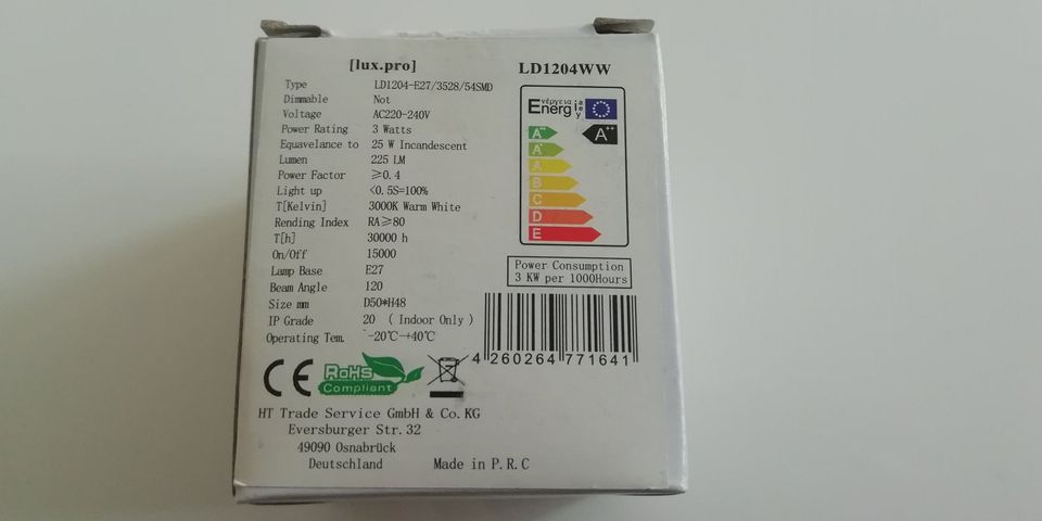 LED 6 Stücke Neu 3 Watt E27 3000K Warm White in Remshalden