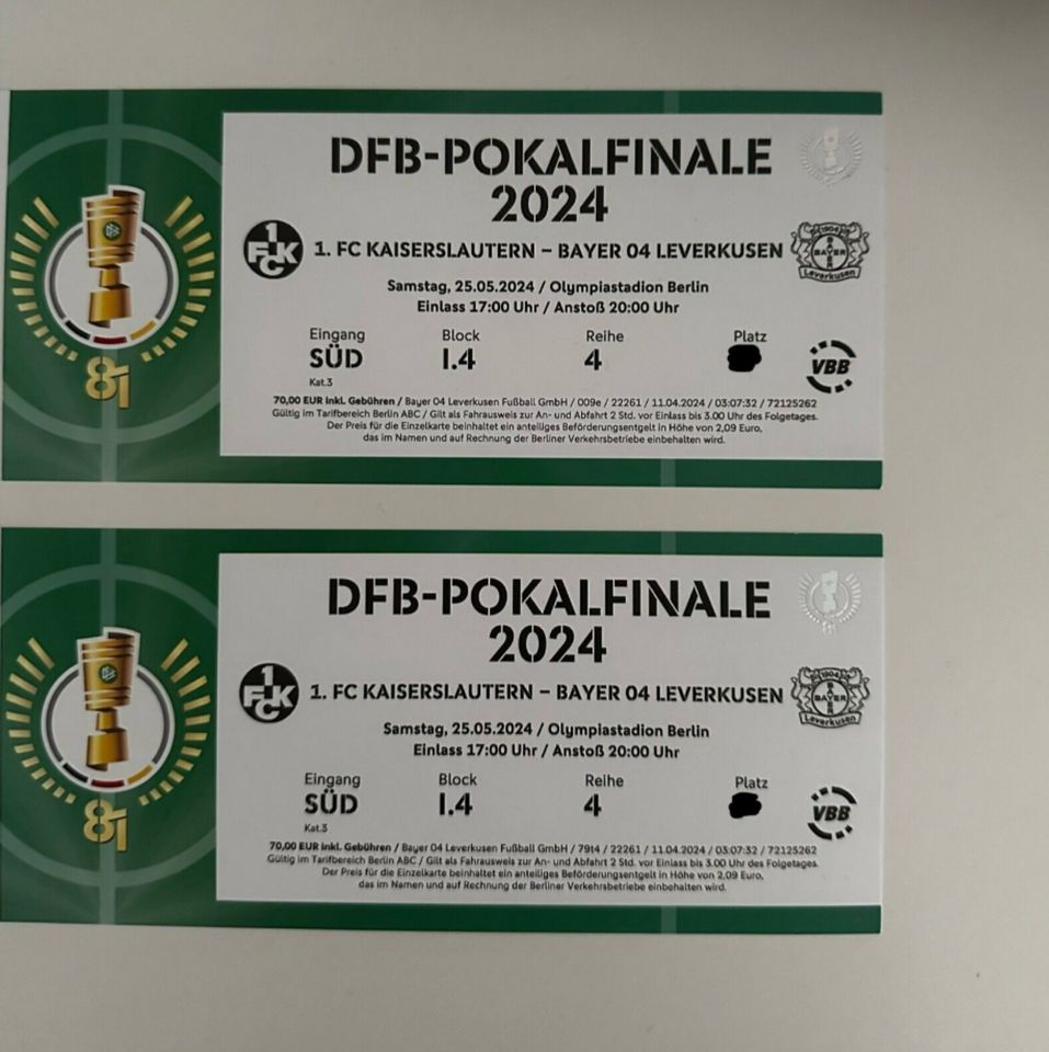 2 Tickets DFB Pokal 2024 Berlin in Wankendorf