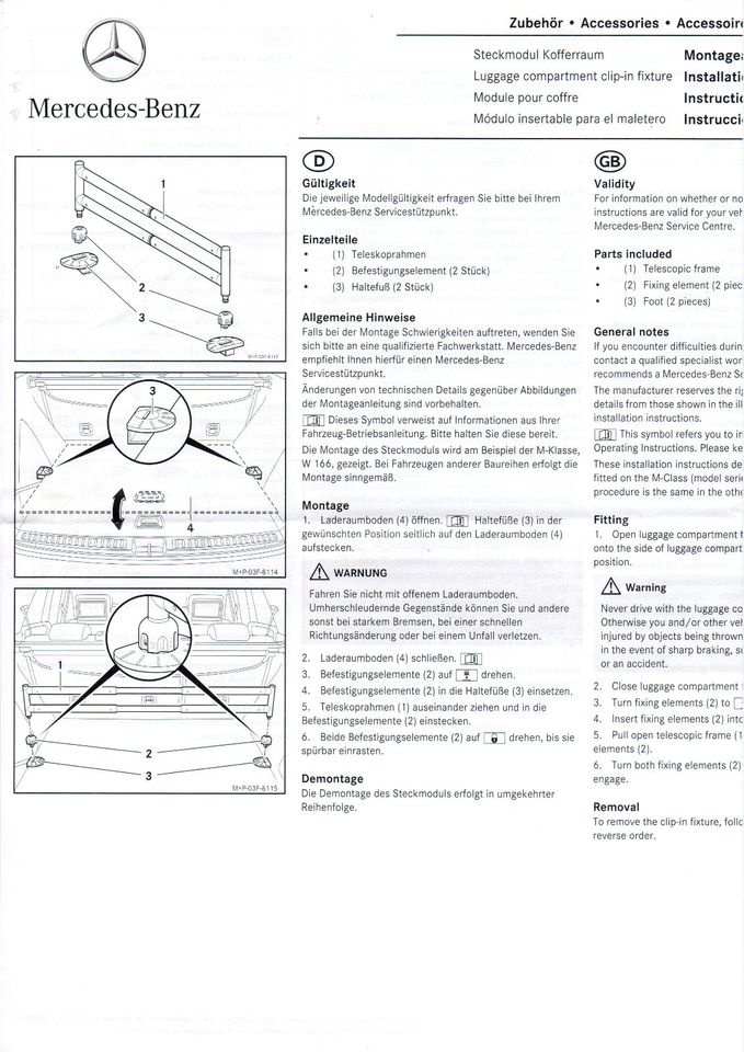 Original Mercedes Teleskopstange Steckmodul Kofferraum