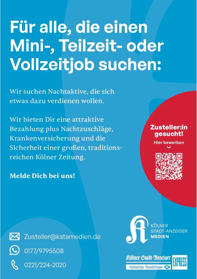 Zeitungszusteller (m/w/d) für Köln Flittard Minijob/ Teilzeit in Köln