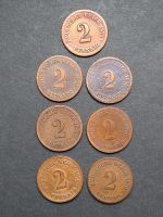 Lot Münzen, Kaiserreich 2 Pfennig 1875 C, E, F, G, J  & 1876 E, F Thüringen - Rudolstadt Vorschau
