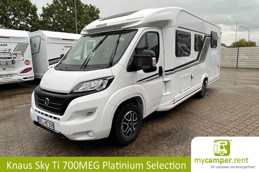 Deluxe Wohnmobil mieten Knaus Sky Ti 700MEG Platinum Selection Autark Solar - Automatik 9-Gang mit 180 PS Diesel - Dachklima- - Raumbad - Längsbetten - Sat und Smart TV VOLL auch als 4T in Kerken