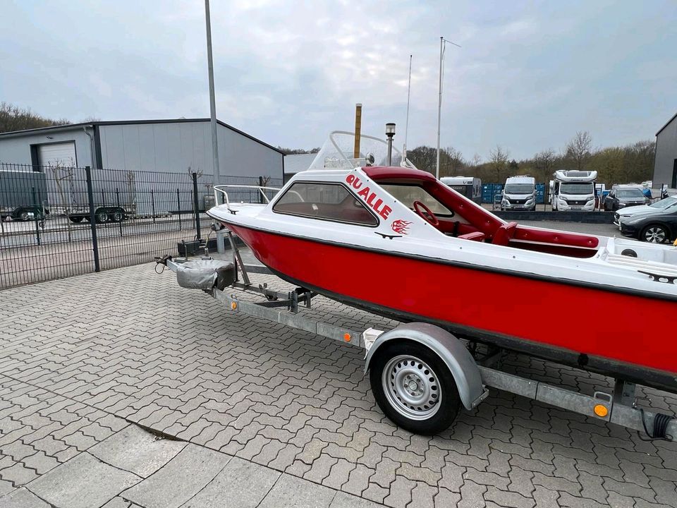 Motorboot Hille Roda 16 mit 50 PS AB und 1300 kg Trailer in Bliestorf