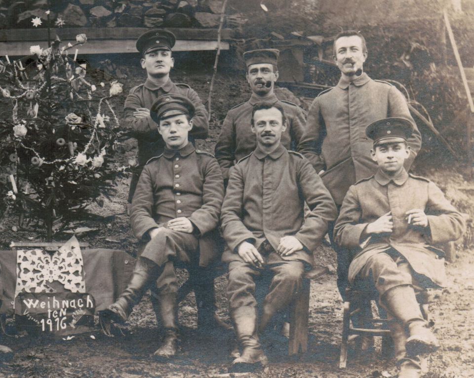 Feldpost Foto, 1., Weltkrieg, Gruppenfoto, Kriegs - Weihnachten in Sinsheim