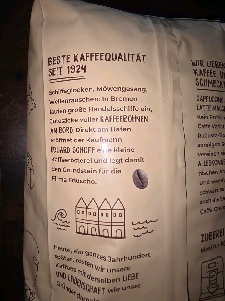 Eduscho Kaffee, Kaffeebohnen ungemahlen, 1kg Paket in Langenberg