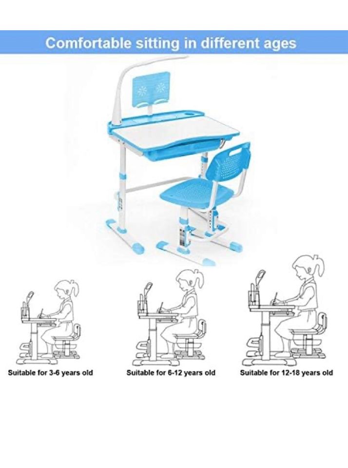 Kinderschreibtisch mit Stuhl verstellbare inkl. Lampe Vorschule in Frankfurt am Main