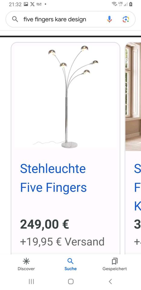 Stehleuchte 5 fingers  Kare Design. in Oberursel (Taunus)