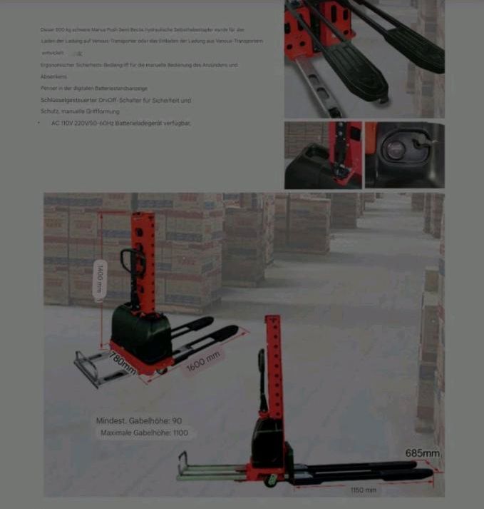 Selbstlader Hubwagen Rangier Hebehilfe Lift Transporter Stapler in Herne