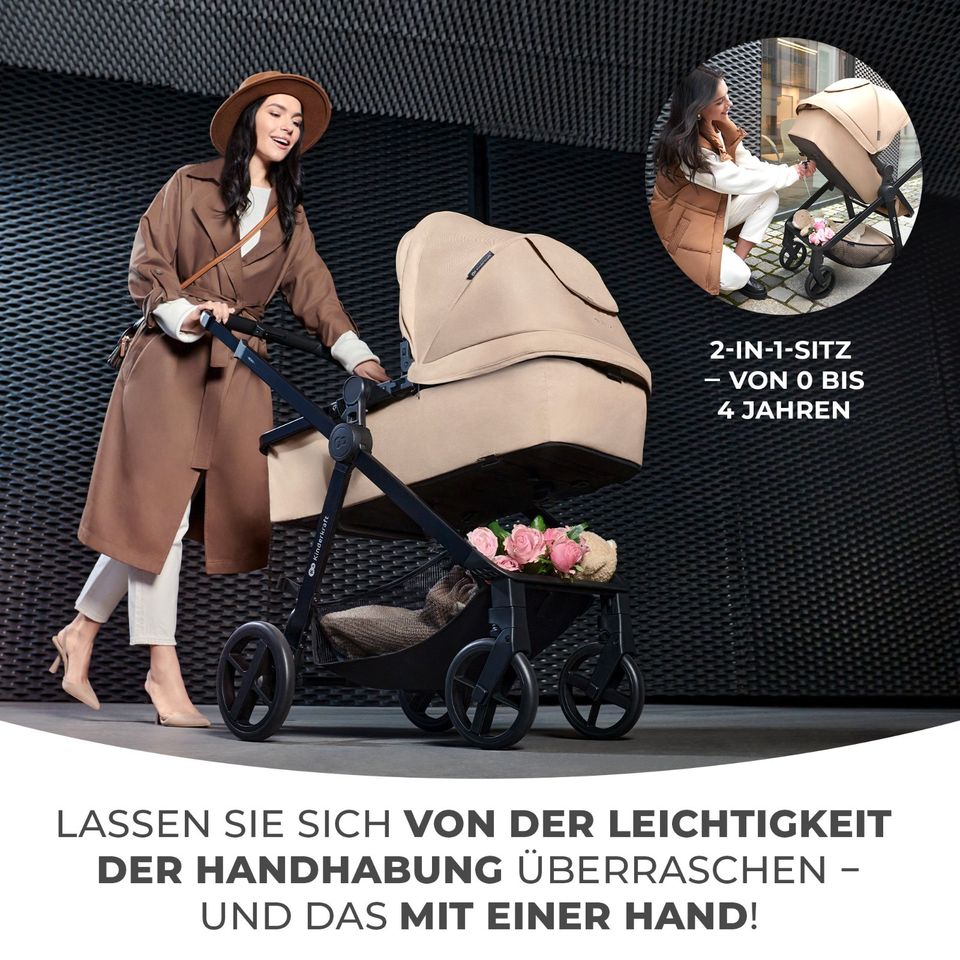 Kinderkraft NEWLY MINK PRO 3in1 Kinderwagen-Set - Sand Beige - Babywanne + Sportsitz + i-Size Babyschale + Zubehör - NEU in Fulda