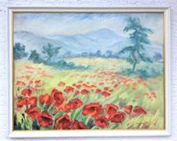 Großes Gemälde Mohnblumen, Wiese Feld Bergstraße, 90cm x 68 cm Hessen - Roßdorf Vorschau