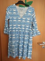 Kleid Boho halbarm blau weiß gemustert locker Baumwolle Viskose Bayern - Gröbenzell Vorschau